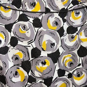 Boden Retro Floral Gray Yellow White Print Sleeveless Dress Size 16 R